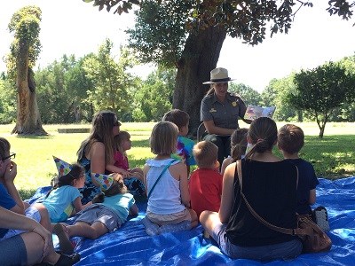 ranger reading to group of children