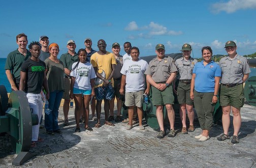 photograph of international partners in Slave Wrecks Project visiting Christiansted