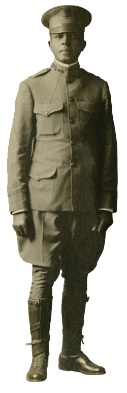 Full-length portrait of an African American man military uniform