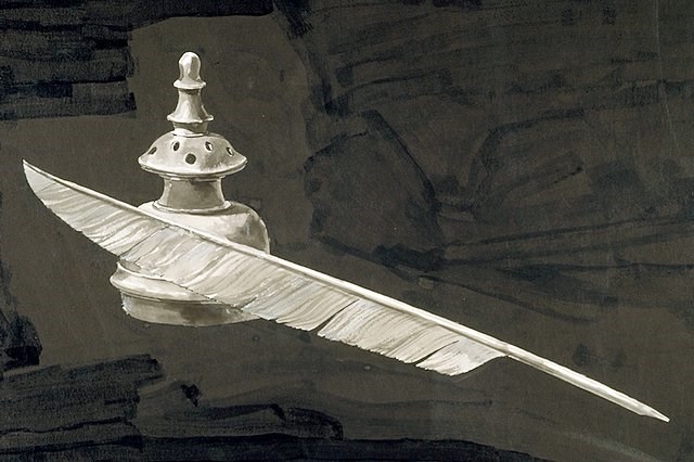 An illustration of a quill and inkwell.