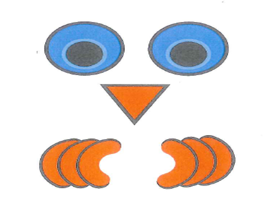 A circle with two points for ears drawn on a white background