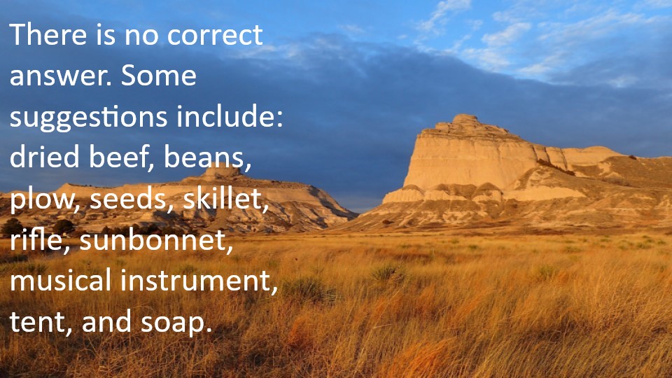 Task: Create a list of items you will pack for your journey on the Oregon Trail.