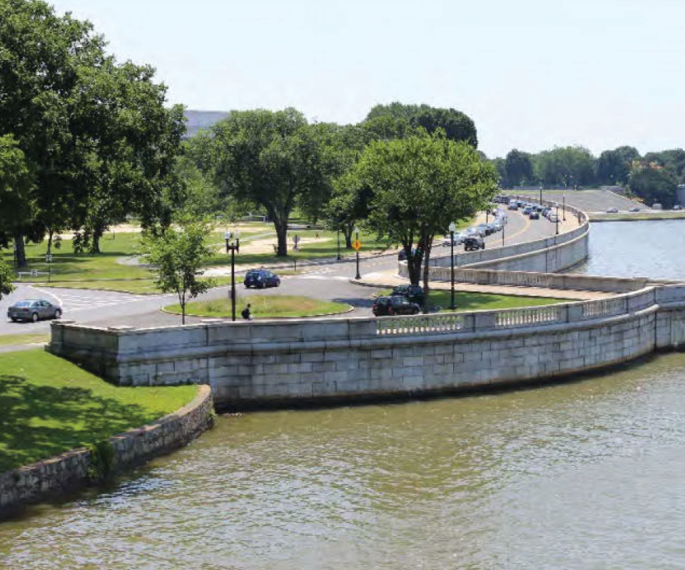 Paved areas cover the space at the end of Parkway Drive