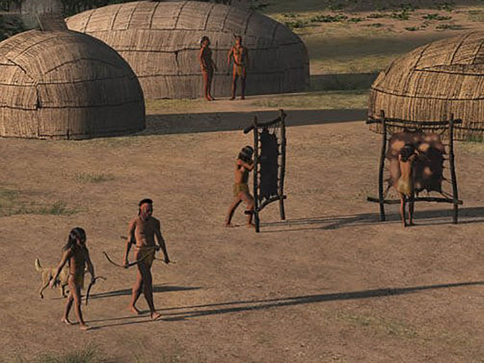 rough edged, triangular object with a sharp point and fish-tail stem