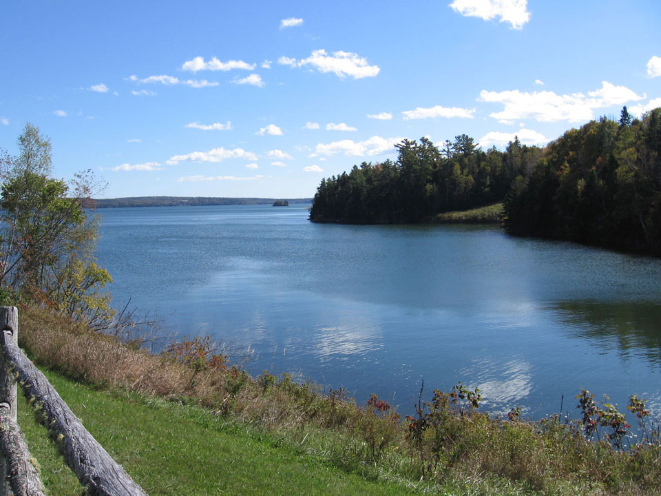 blue sky in cove filled with water
