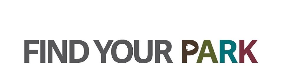 find your park text over a white background