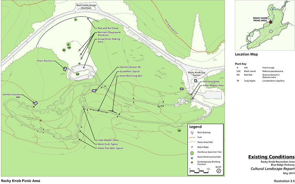 This map shows proposed land use in the Rocky Knob area of the Blue Ridge Parkway.
