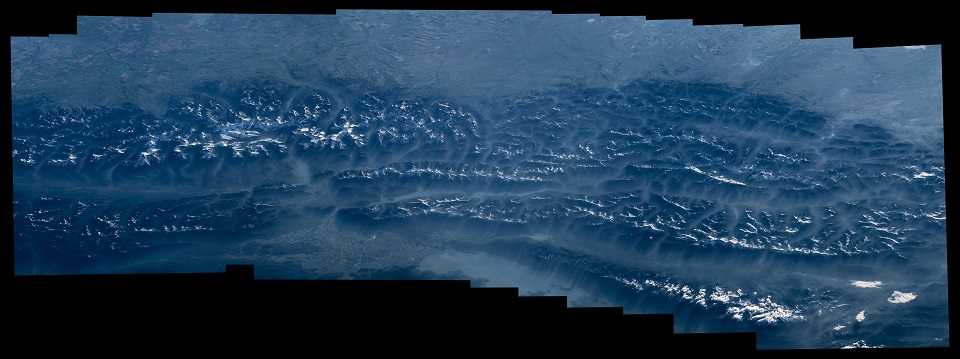 Aerial view of the Rocky Mountains and Glacier National Park