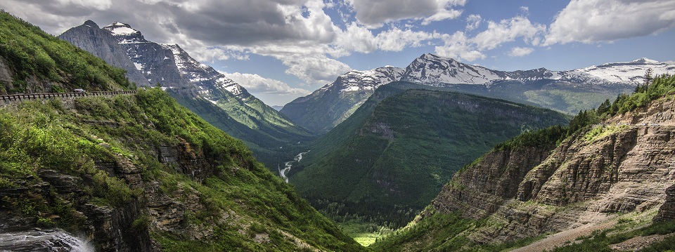 Aerial view of the Rocky Mountains and Glacier National Park