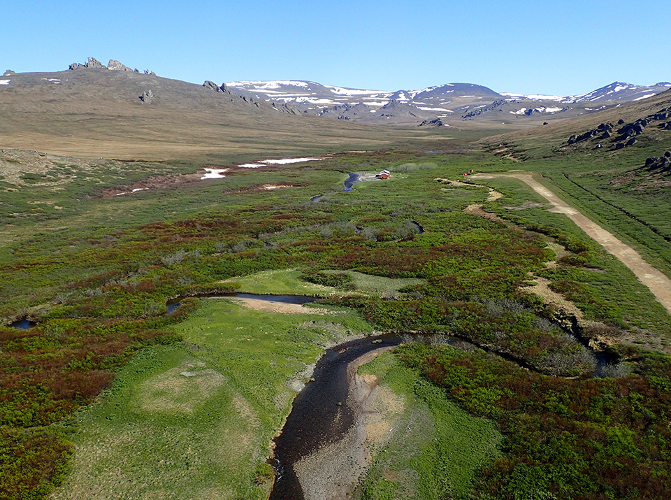 Aerial View of Serpentine Hot Springs in Bering Land Bridge National Preserve