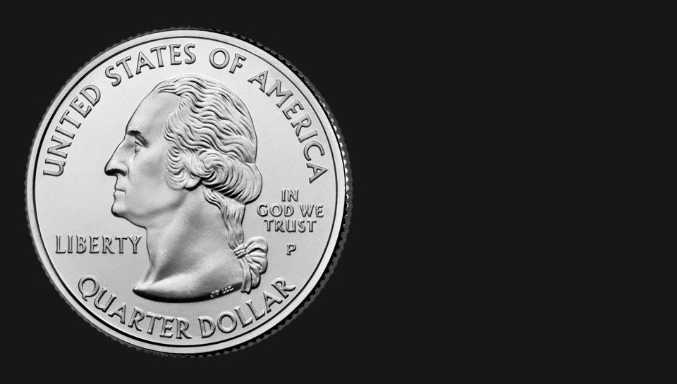 Washington etched onto a quarter