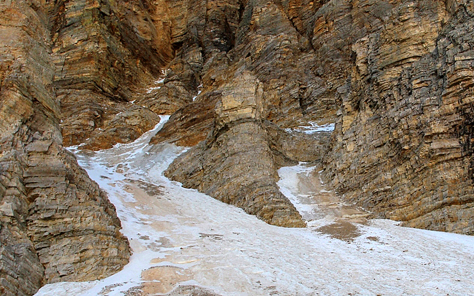 View of ice and rock