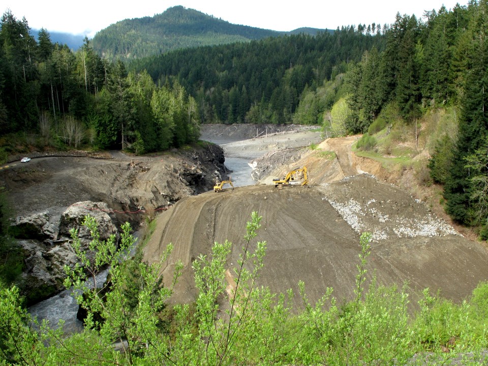 Elwha Dam removal work on October 20, 2011.
