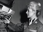 Female missileer officer at a missile console, 1980s