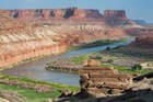 Fort Bottom ruin, the Colorado River, and Canyonlands
