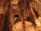 view looking up at cave formations hanging down