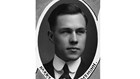 Black and white portrait photo of a young Harry Burn in a starched collar and tie