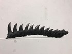 A cast iron spine with protruding sharp, pointed spikes