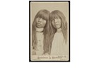 Historic photograph of two O'odham women posed together. Circa 1881. 