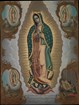 Historic painting of the Virgen de Guadalupe with the Four Apparitions. Circa 1773. Oil on copper. 