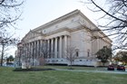 The National Archives from Penns. Ave. The columns, frieze, and pediment show the design influences.