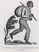 Black and white illustration of an enslaved African American man running away from slavery.