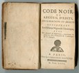 Book from 1743 with a depiction of a French African Man and text that reads 