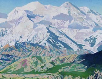 painting of a vast white mountain