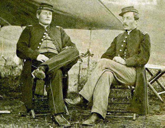 Captain Henry C. Newton, 93rd New York and an unidentified Union officer seated in front of a tent.