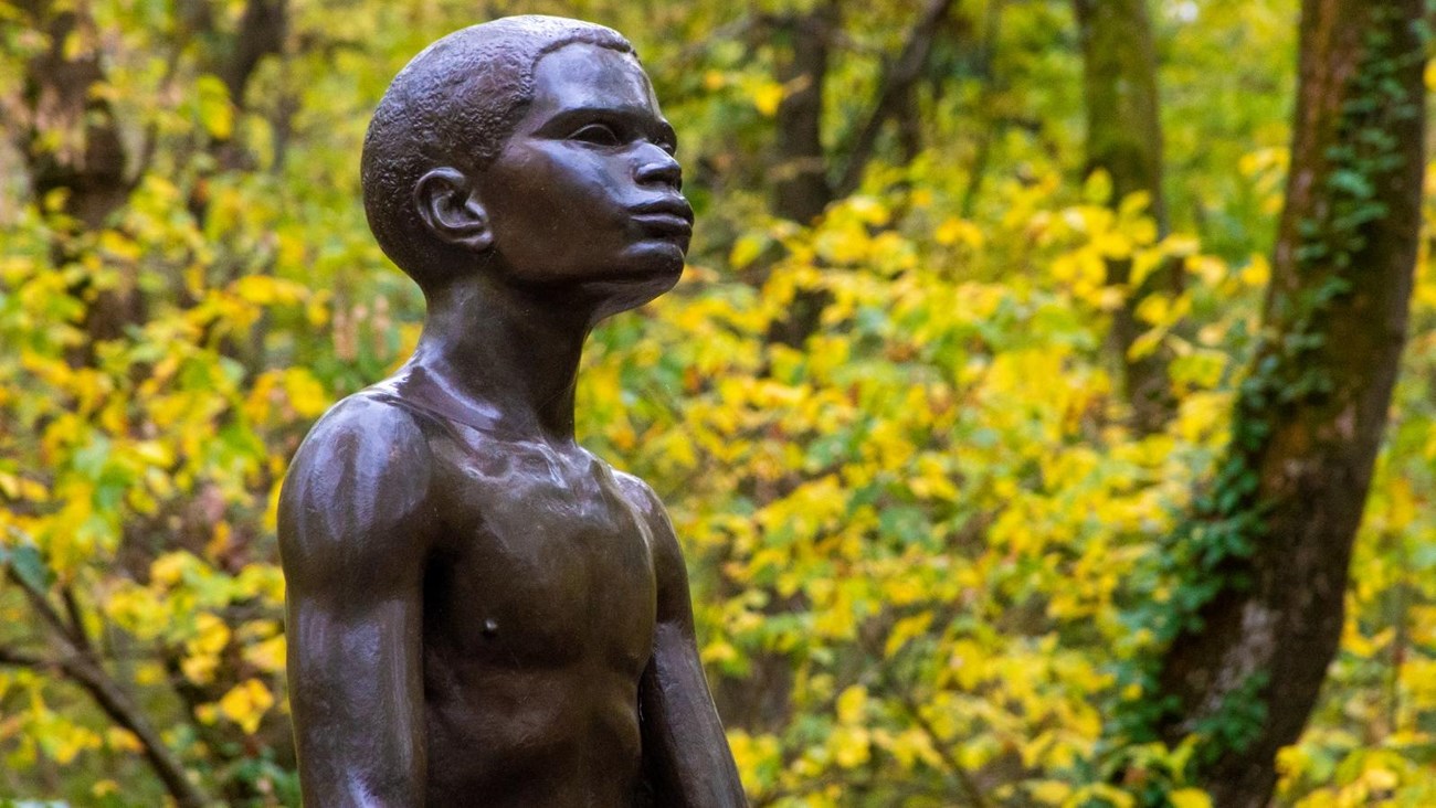 Bronze bust of young George Washington Carver