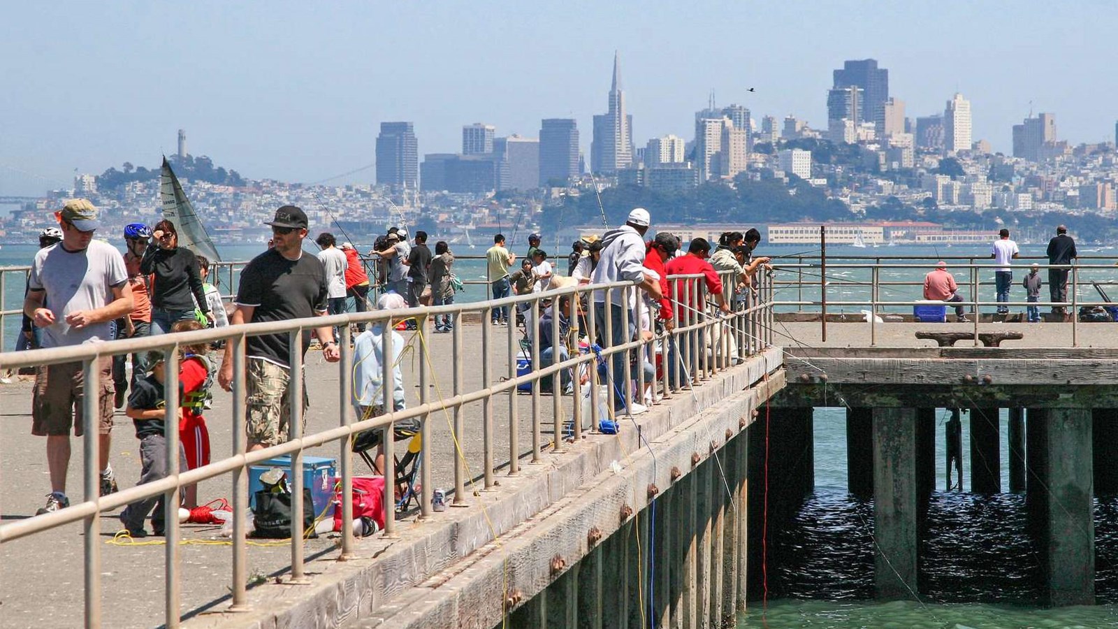 Looking down the length of the fishing pier. 