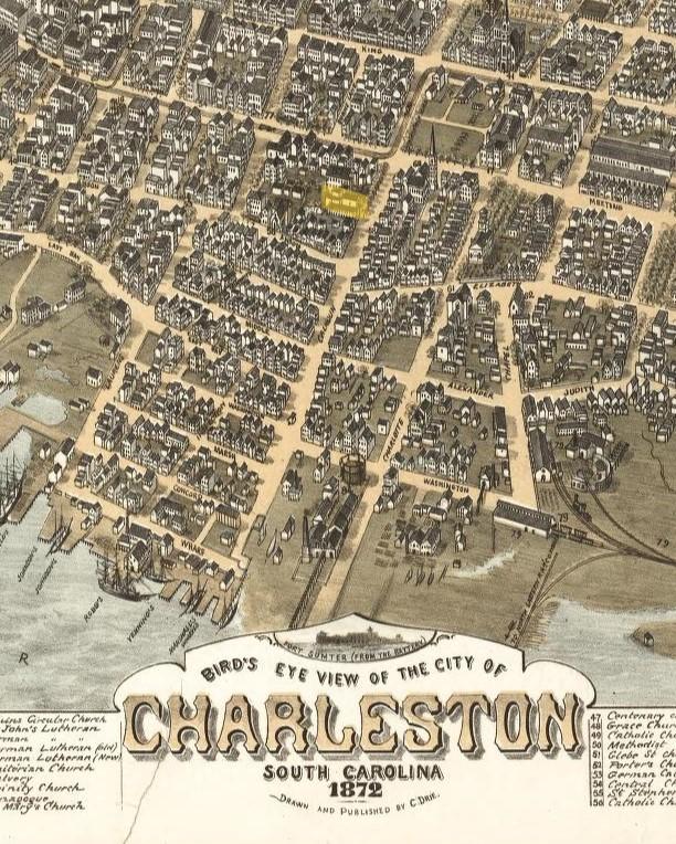 A map of Charleston with a house highlighted.