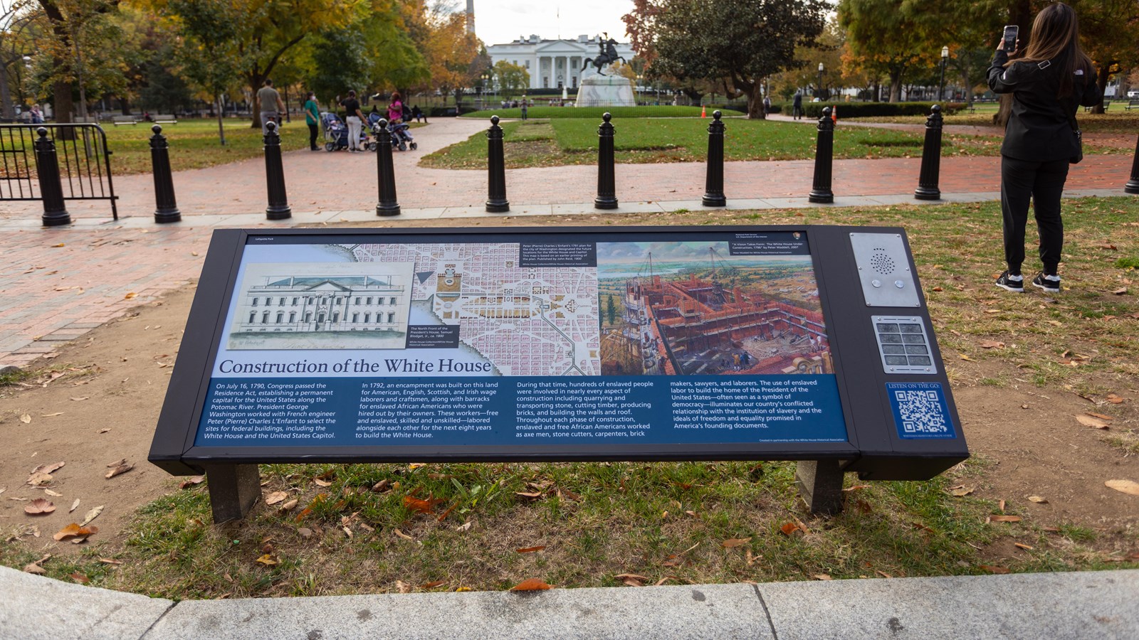 A low, wide exhibit panel 