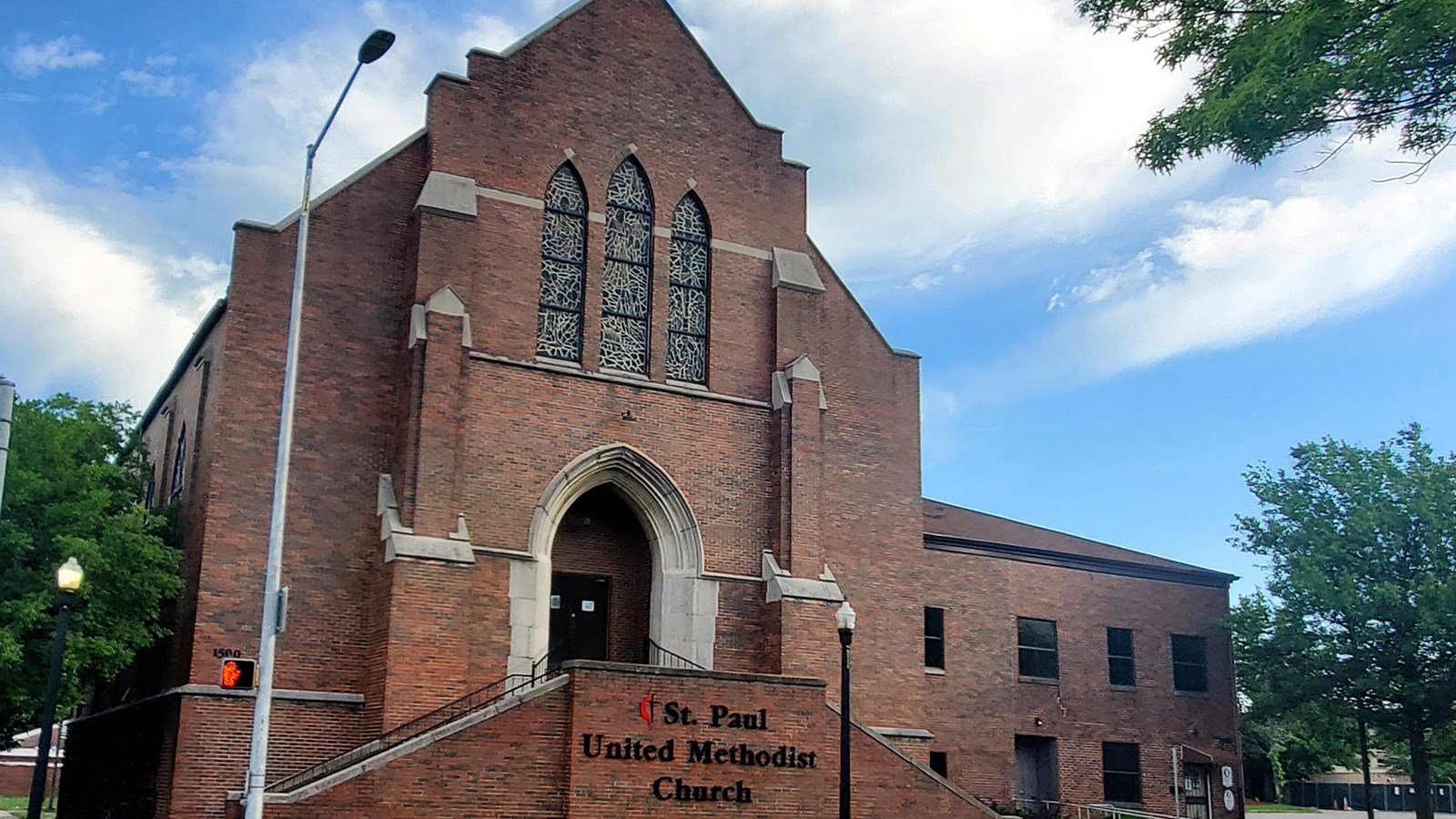 A church on a street corner in Birmingham, AL