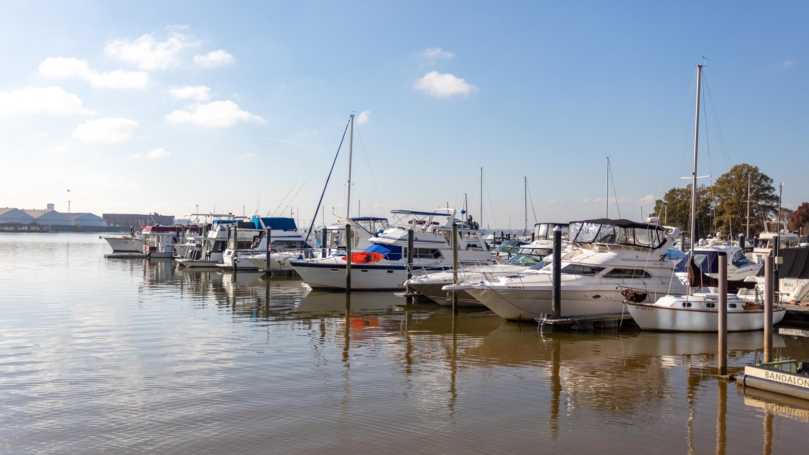 James Creek marina has a number of boat slips along the Washington Channel