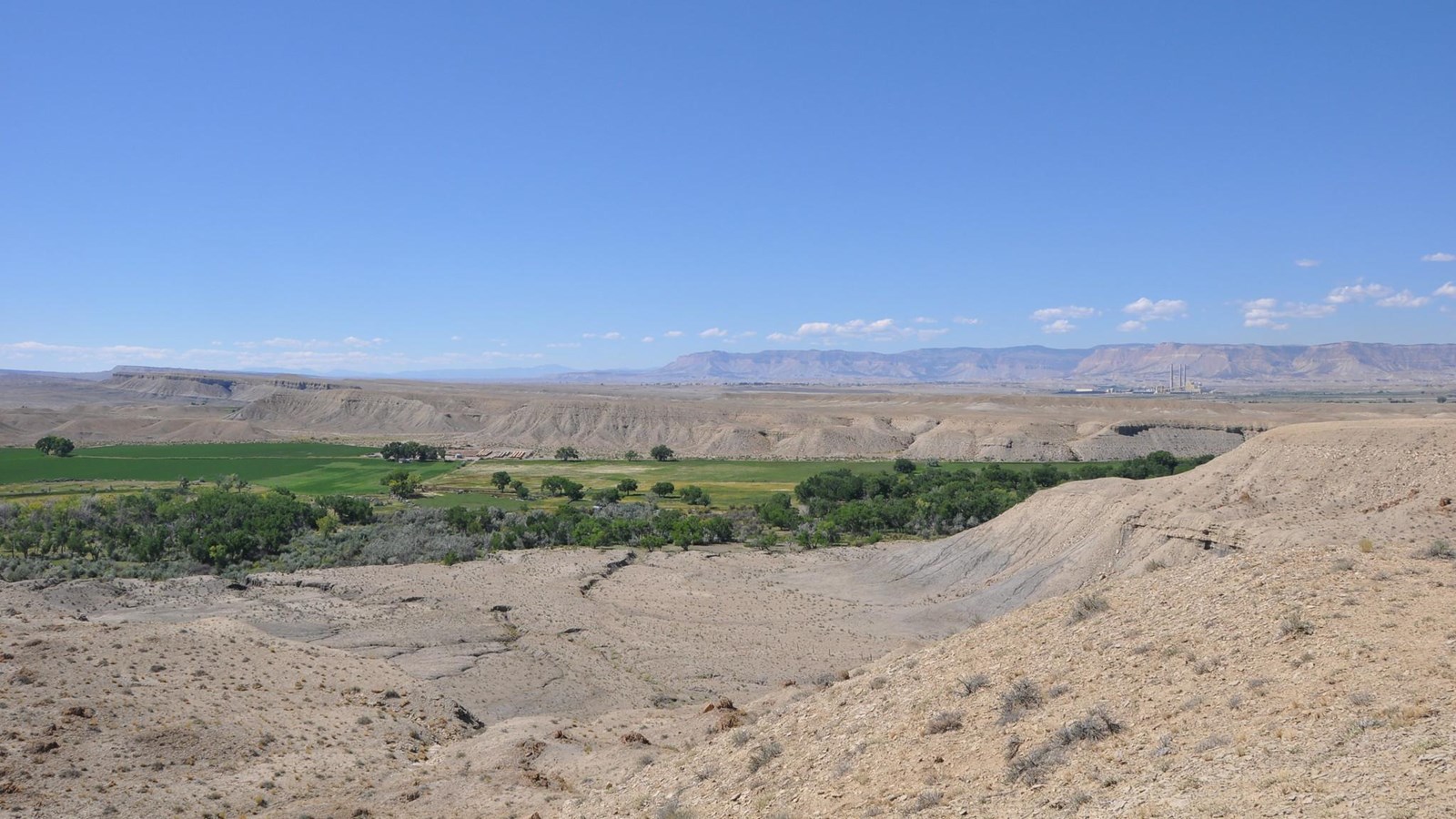 A bluff below which Muddy Creek can be seen