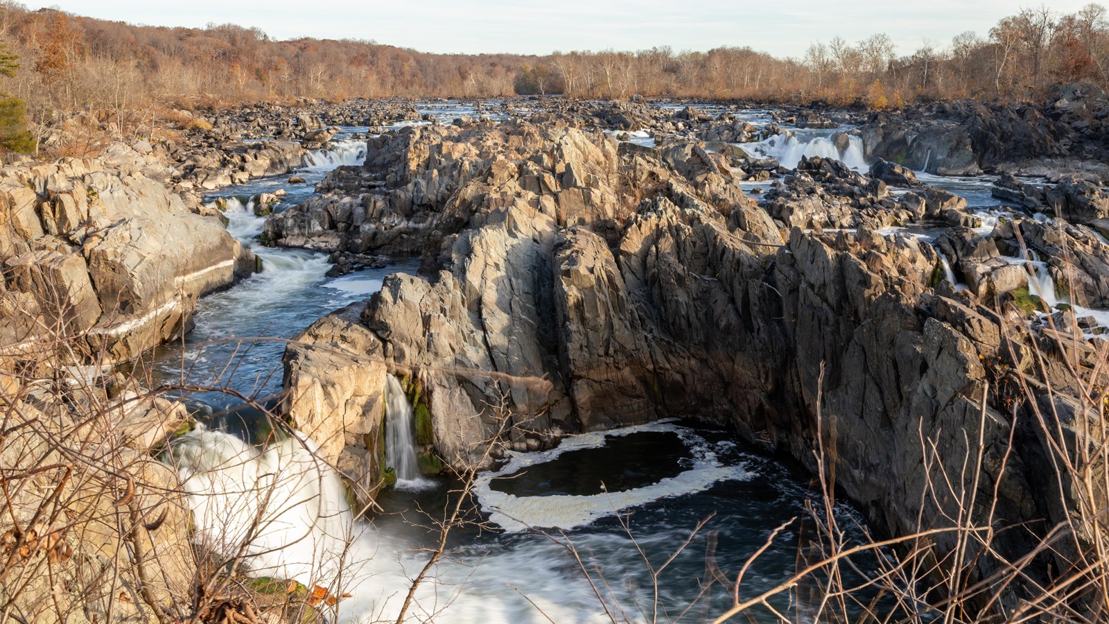 A rushing waterfall