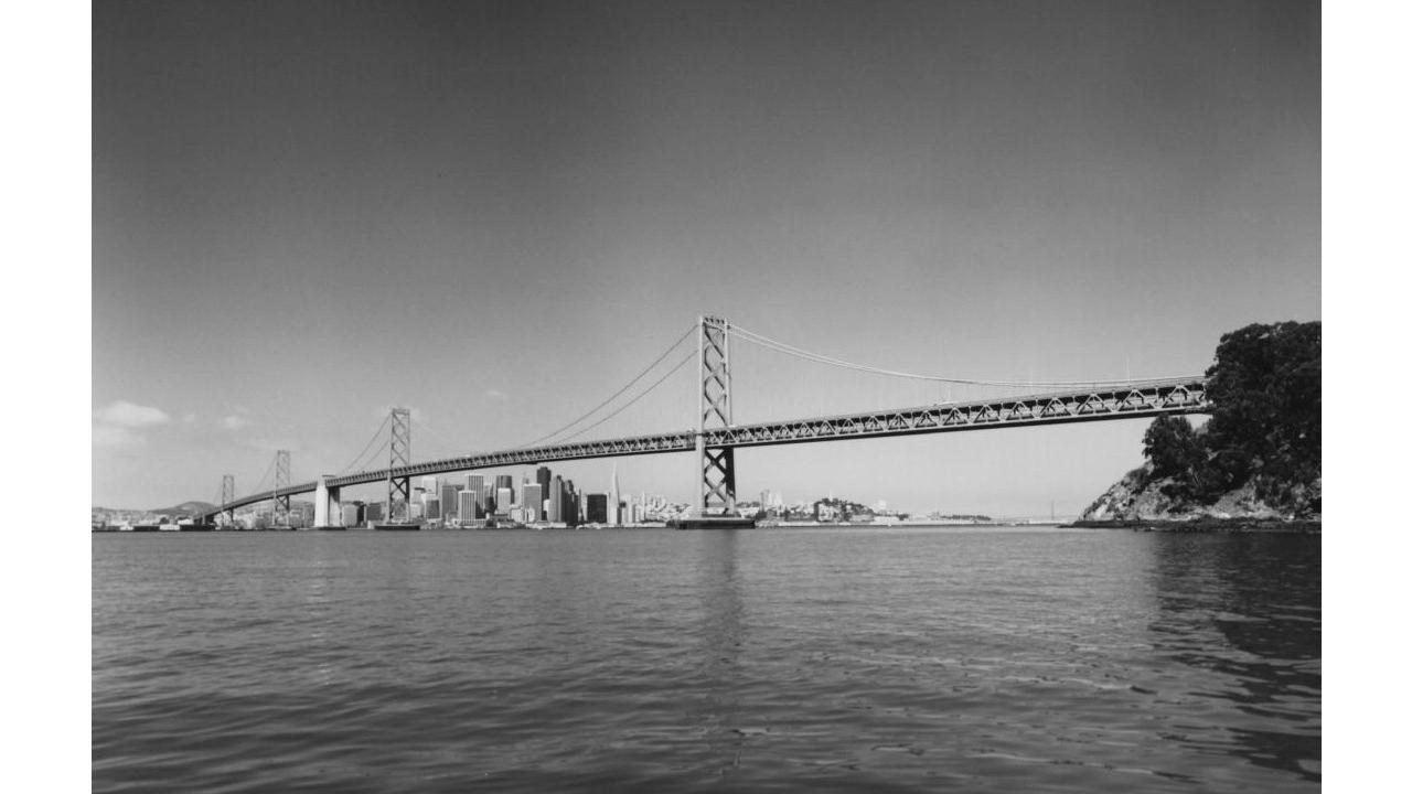 Long suspension bridge over water connected two main lands 