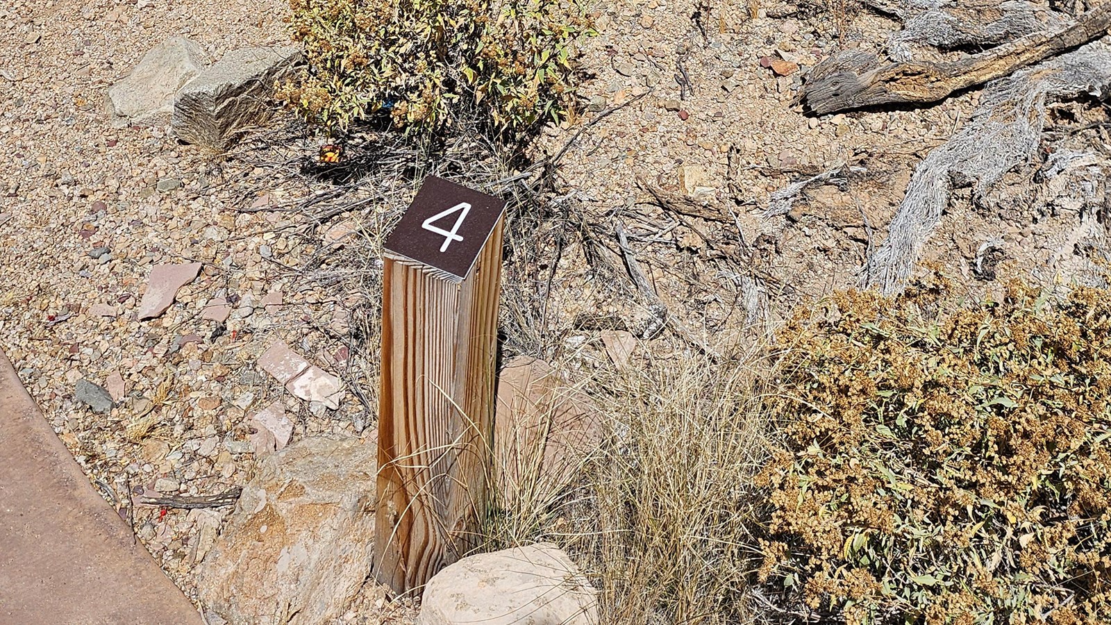 A small wood post with a 