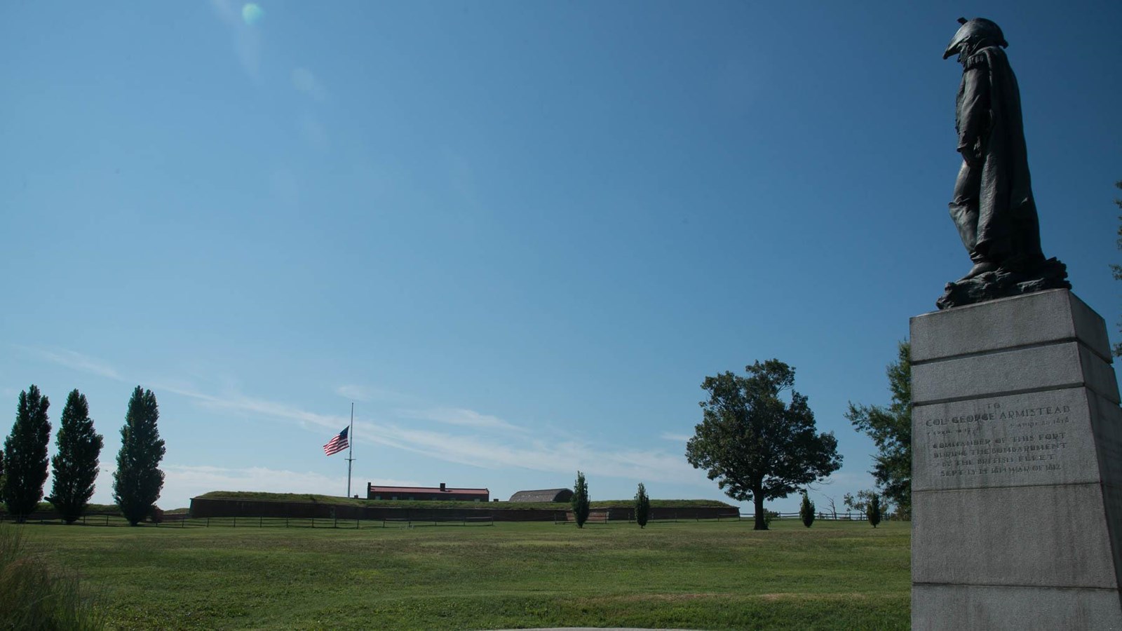 A view of Armistead Plaza with the star fort in the background.