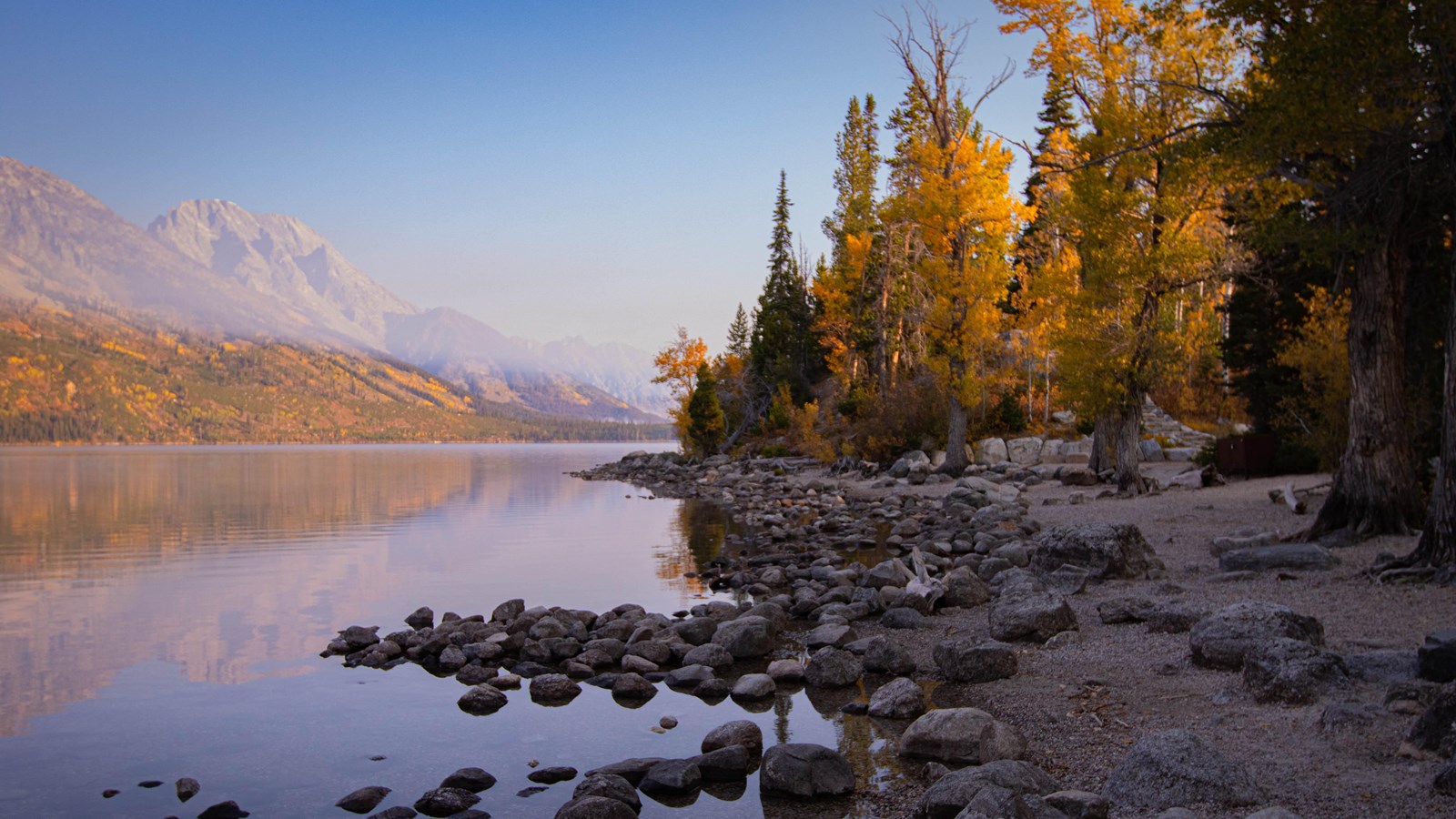 Enjoy the waters of Jenny Lake at Rock Beach. 