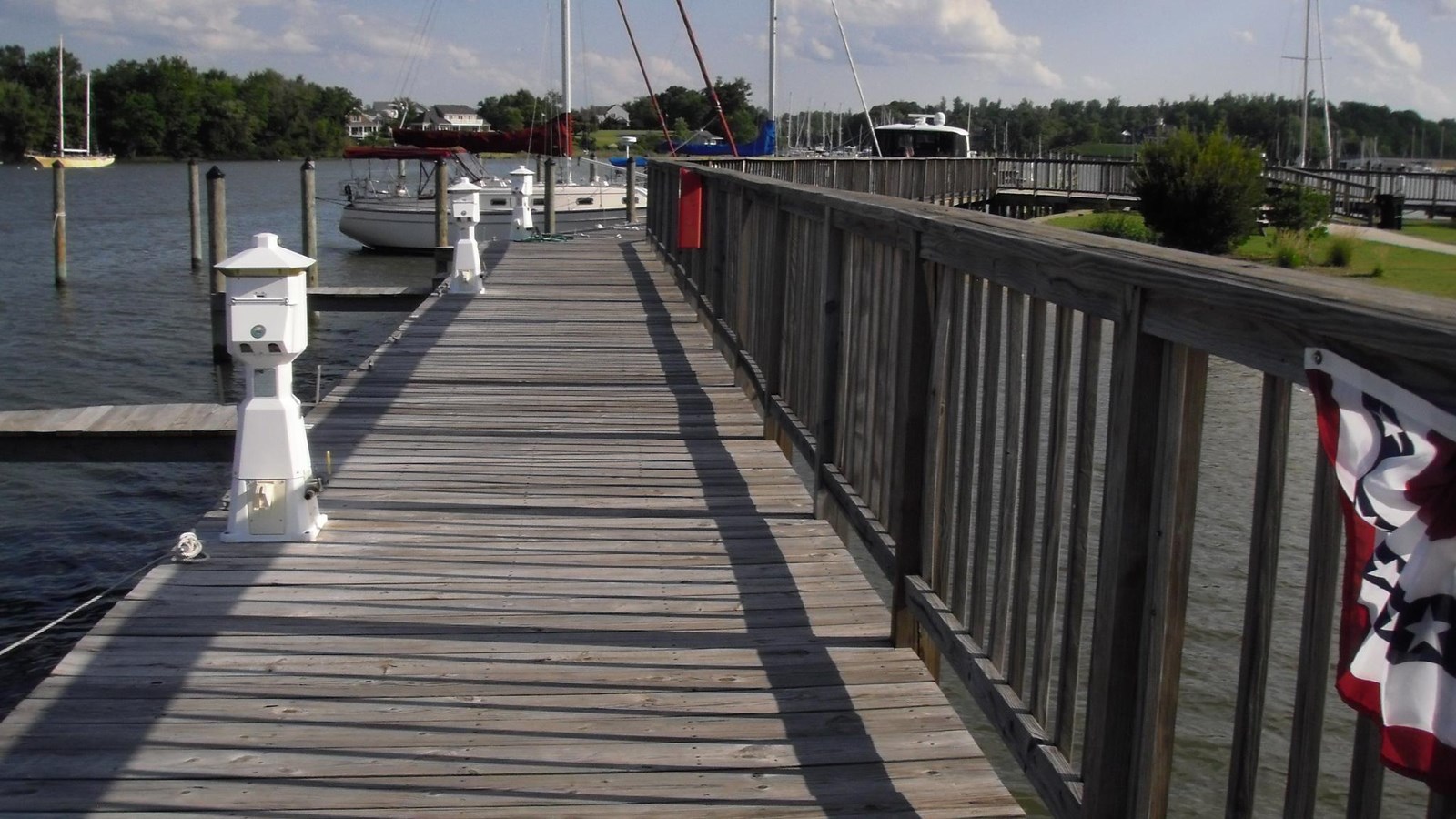 Boat docks on a sunny day. 