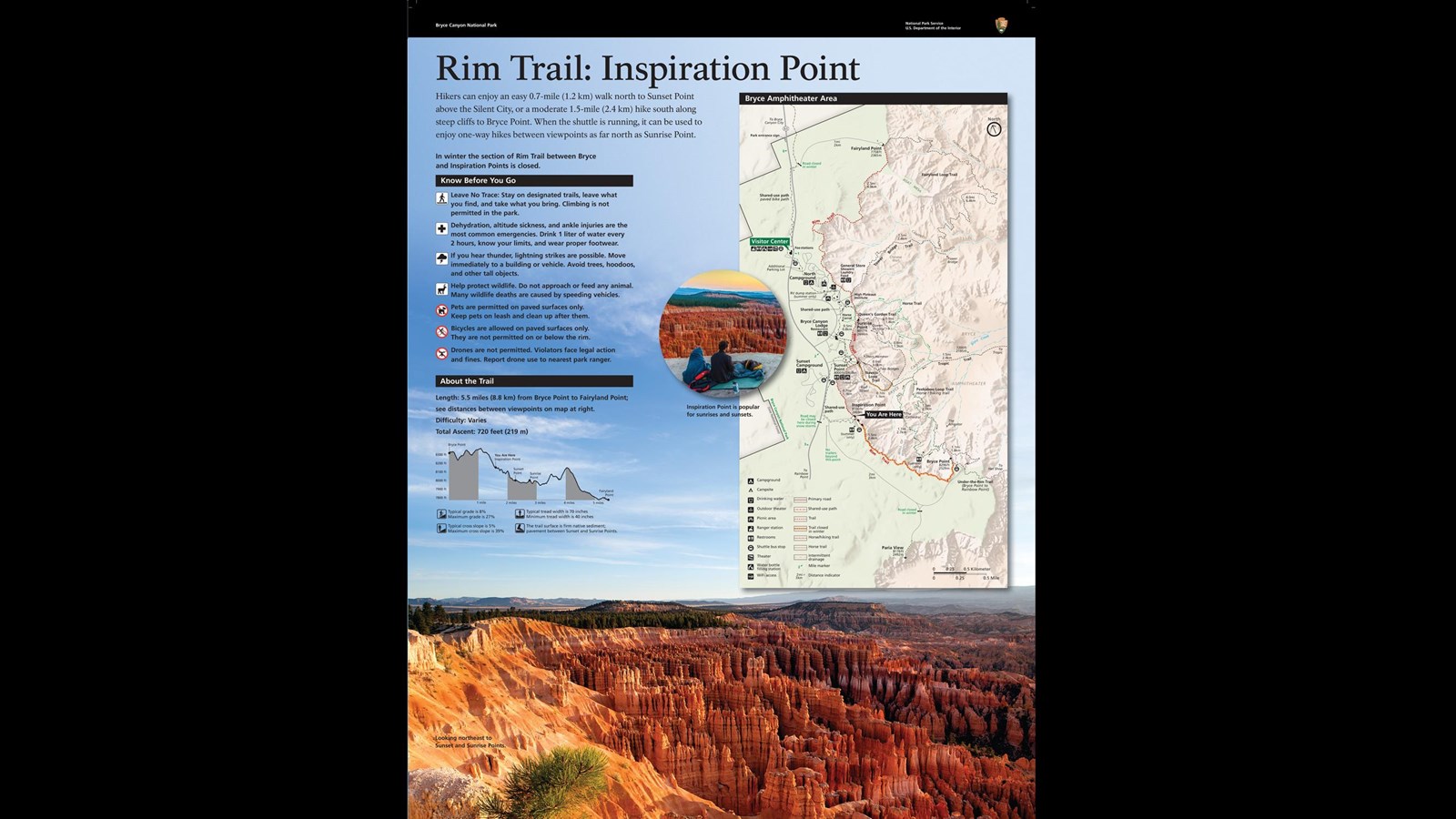 Wayside exhibit providing orientation to the Rim Trail.