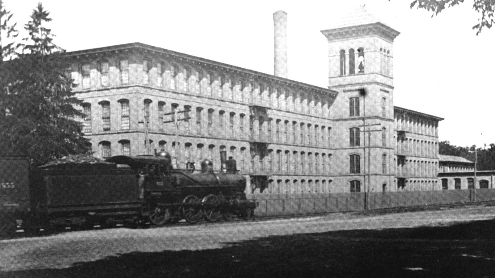 Train passing the Ashton Mill