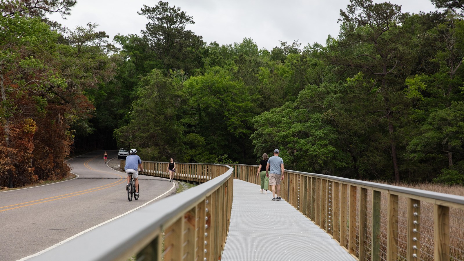 wood boardwalk with people
