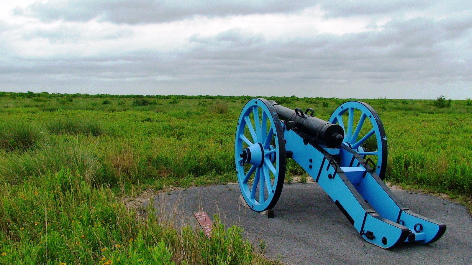 Replica Mexican cannon overlooking the coastal prairie.