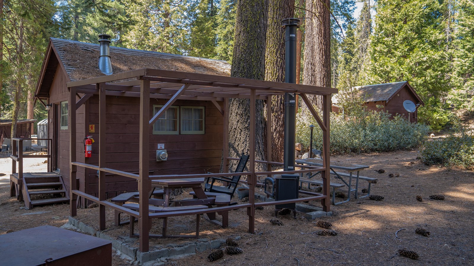 Several cabins set near each other at Grant Grove