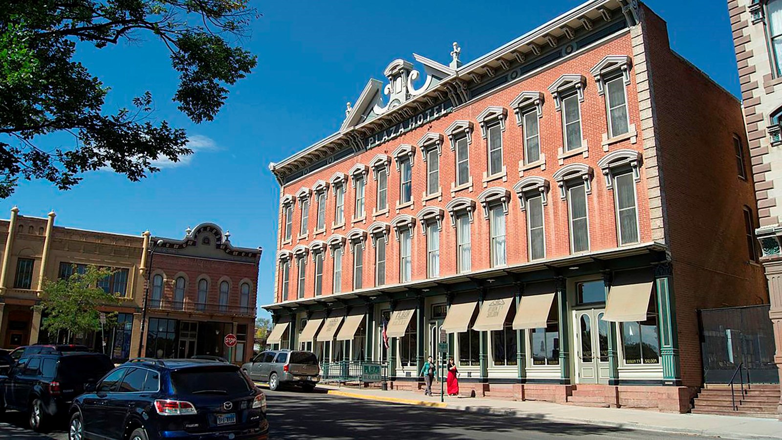 A large, brick historic hotel building