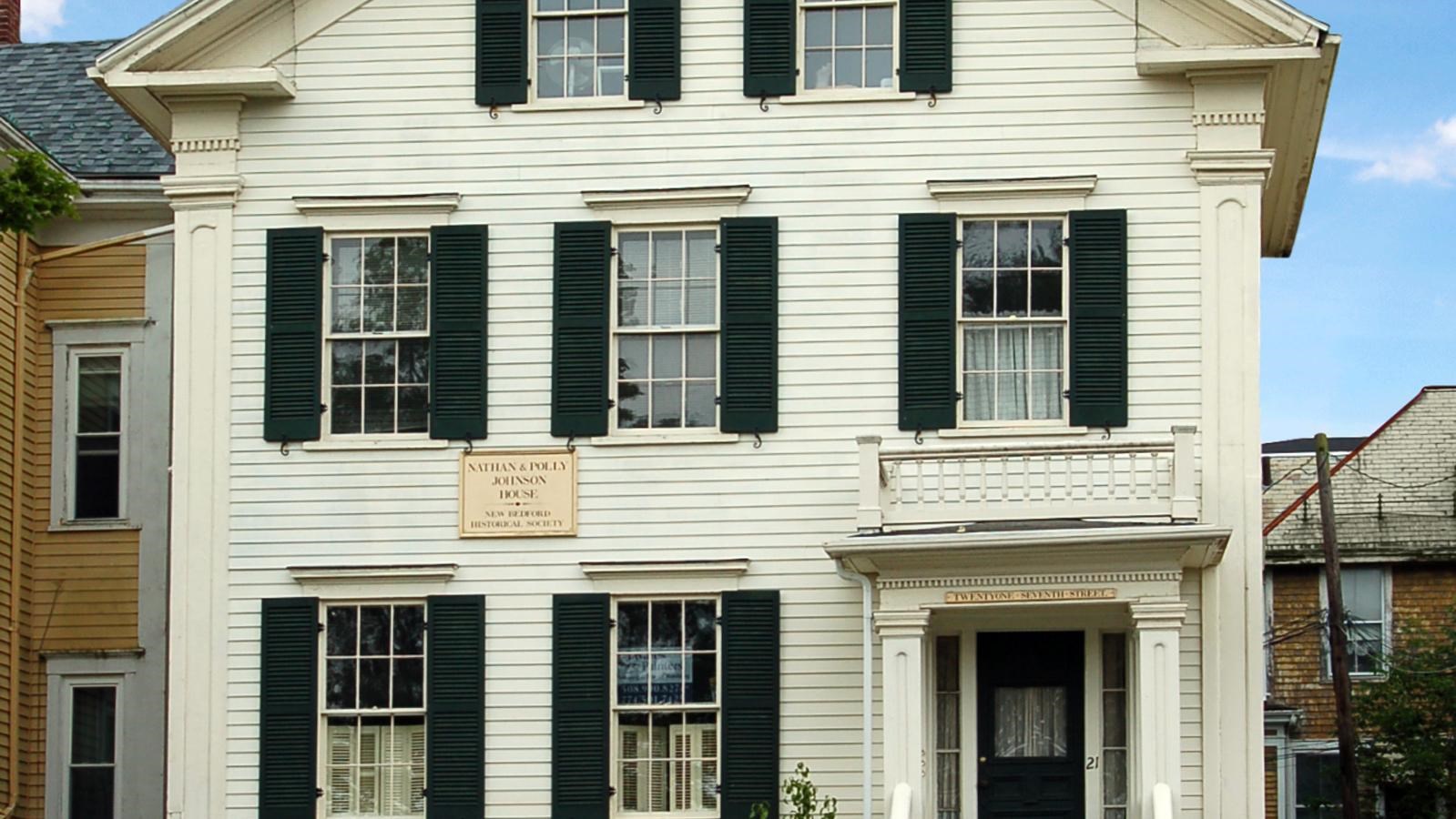 Close up image of the historic home of Nathan and Polly Johnson