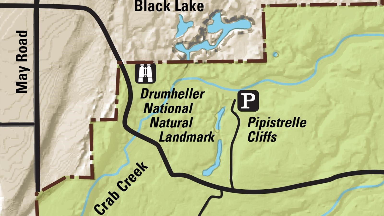 Map for Pipistrelle Hike parking